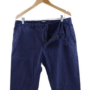 Todd Snyder Mens Navy Blue Flat Front Stretch Cotton Chino Pants 36x32